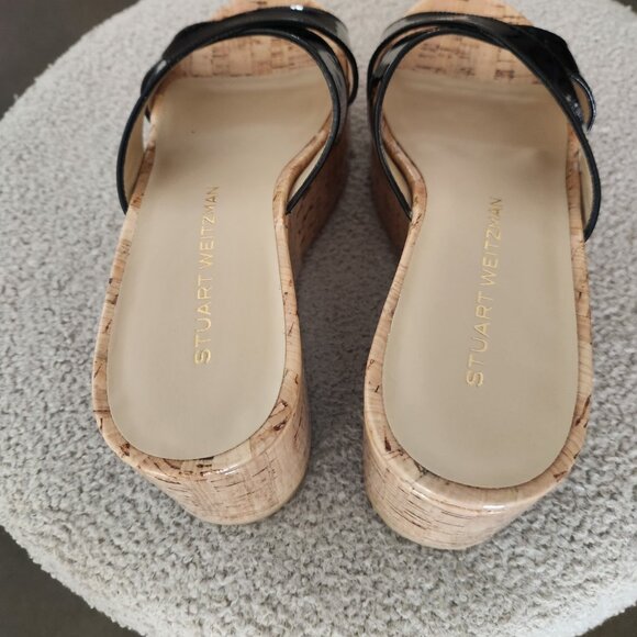 Stuart Weitzman Black Wedge Sandals - Picture 9 of 15